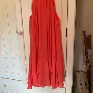 NWT Badgley Mischka Coral Mock Neck Sleeveless Dress NWT